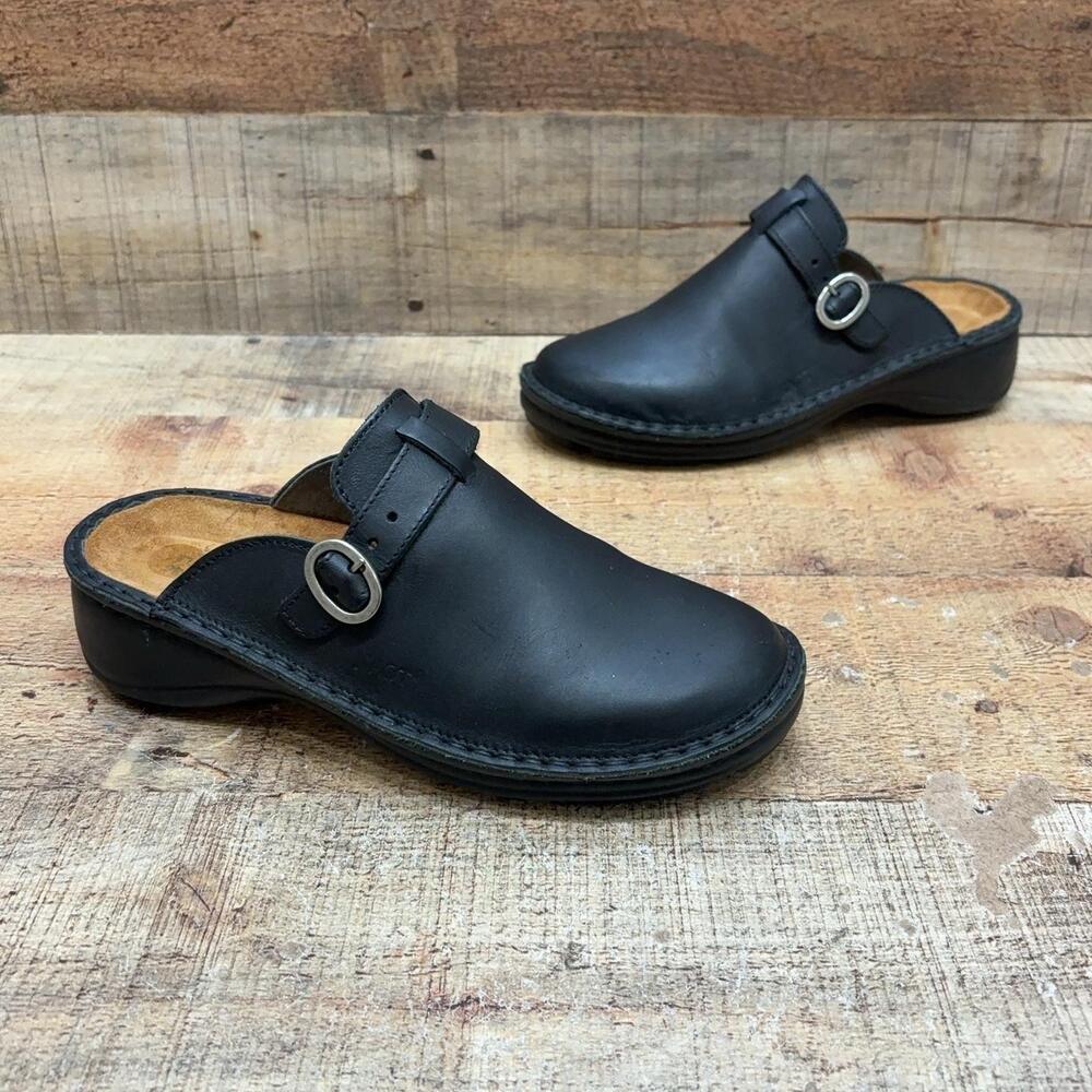 Naot Allegro Clogs Womens Size 36 Black Leather Buckle Comfort Shoes